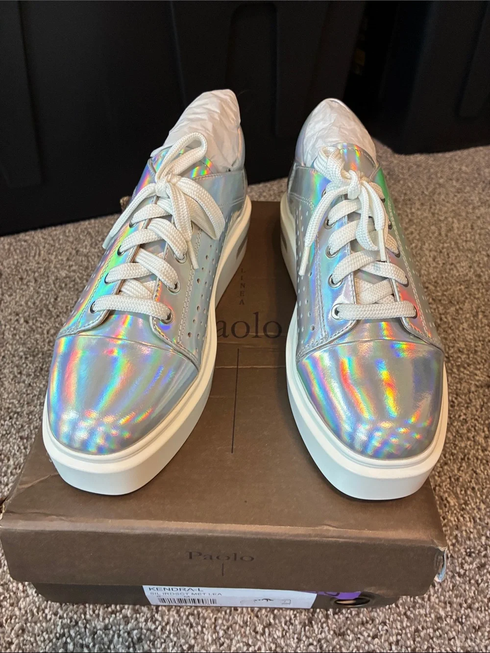 Paolo Holographic Platform Sneakers - Iridescent Silver